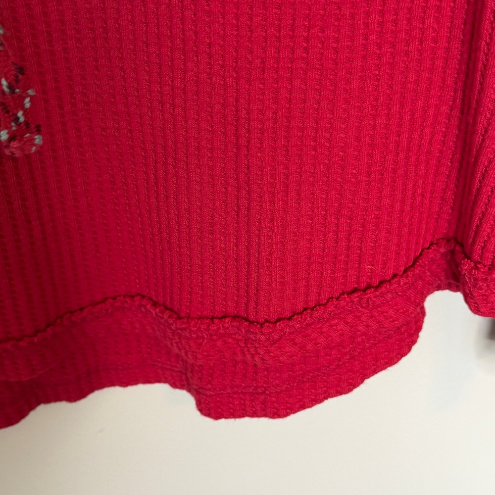 Sundance Womens Red Waffle Knit Cowl Neck Thermal Top Small Cotton Modal Blend - Picture 10 of 13